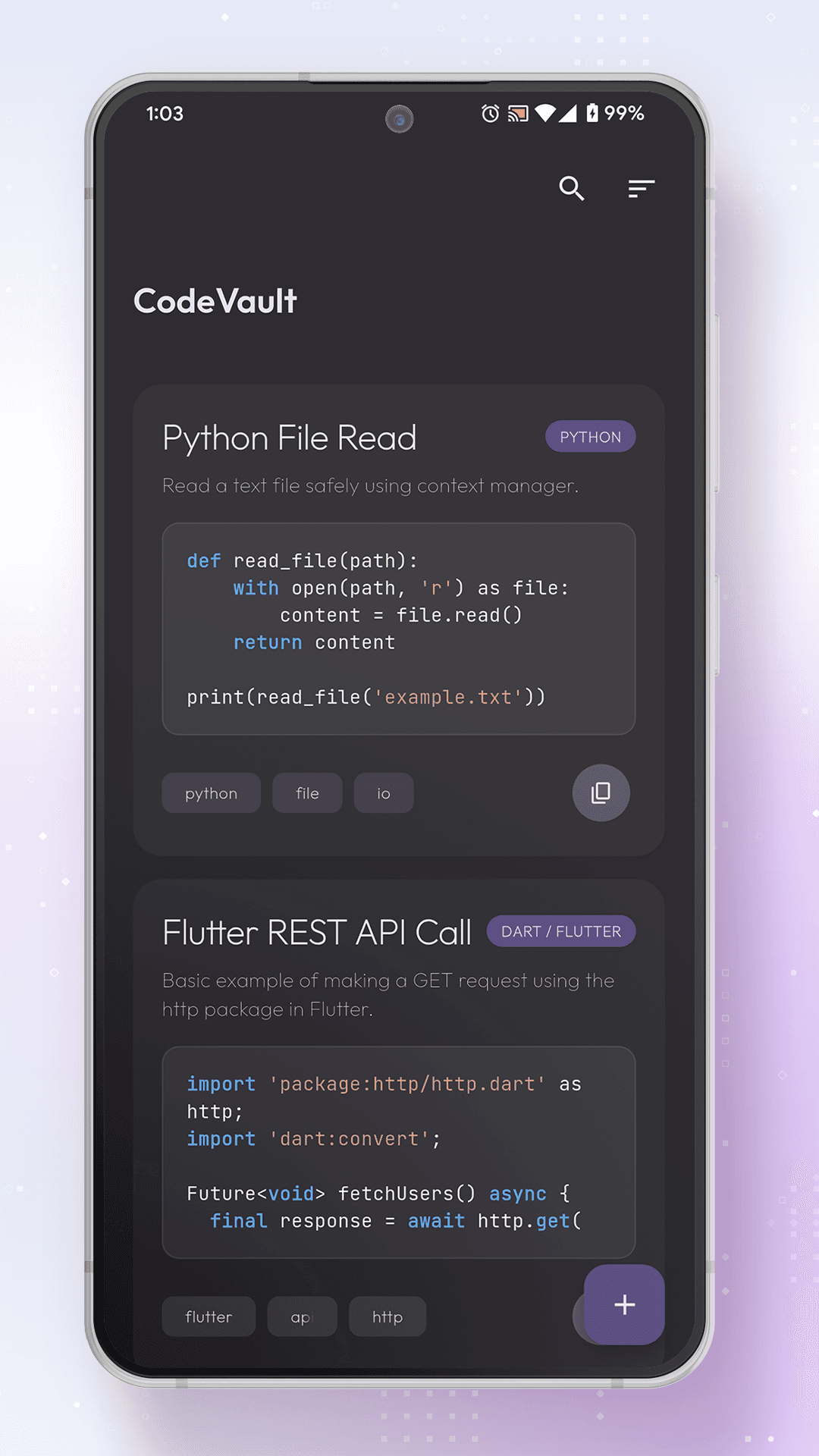 CodeVault – Code Notebook screenshot 1