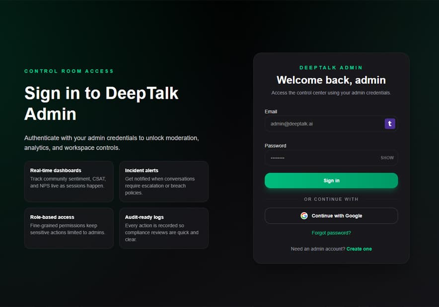 DeepTalk Admin Panel